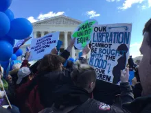 Pro-life and pro-abortion advocates outside of the Supreme Court during oral arguments in the case Whole Woman's Health v. Hellerstedt, March 2, 2016.
